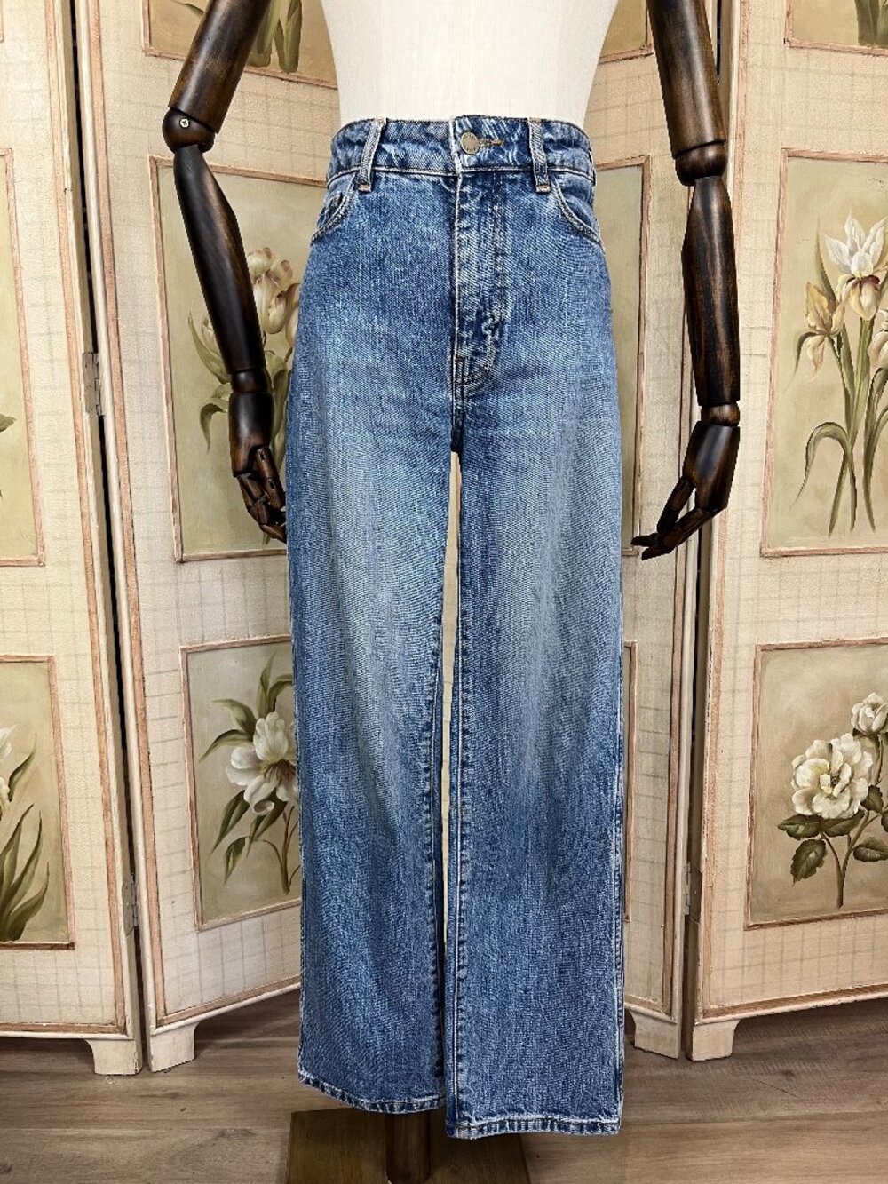 Sezane High Waisted Jean, Mid Blue